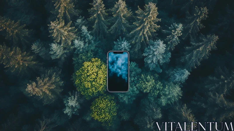 Forest Canopy Smartphone Aerial Composition.