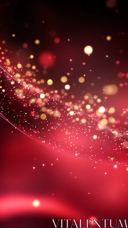 Glowing crimson sparkles drifting through a dreamy night sky.