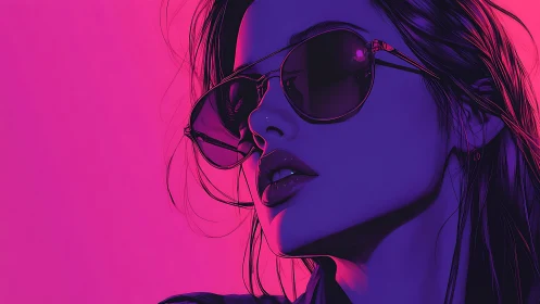 Neon midnight muse in magenta haze and violet shadow glow.