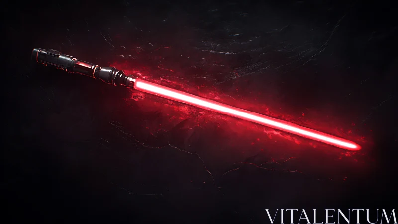 Red plasma energy sword with dark metallic hilt on black field