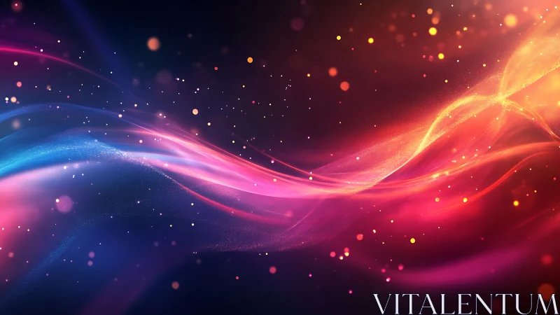 Neon light waves flow through cosmic gradient space.