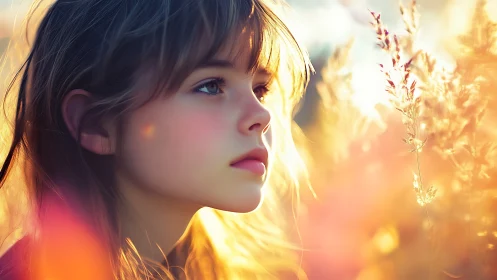 Backlit adolescent portrait in shallow-depth golden hour field.