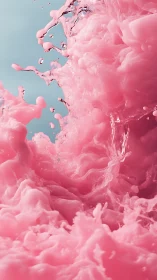 Pink liquid splash forms dense, dynamic fluid textures