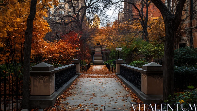 Inviting autumn walkway leading toward a quiet city escape.