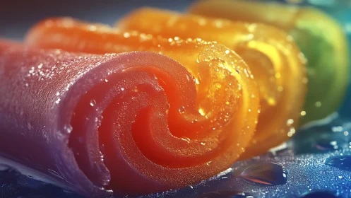 Rainbow Roses with Dewy Surface and Luminous Gradient Bokeh