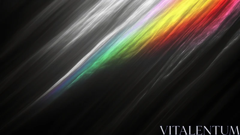 Diagonal spectral light streak on dark abstract field.