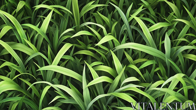 Lush green blades of grass create a soothing, vibrant scene