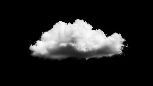 Isolated cumulus cloud on black minimalist ground glass field.