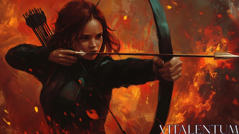 Firelit archer steadies a burning horizon with one arrow