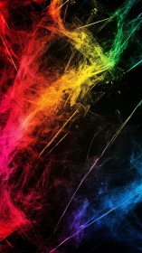 Prismatic lightning streaks ignite a cosmic velvet void.