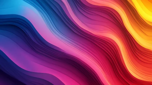 Layered chromatic waves in flowing gradient relief design.