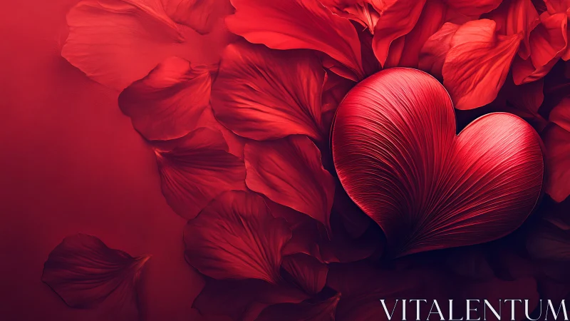 Sculptural Red Hearts with Radiating Petals: Volumetric 3D Rendering