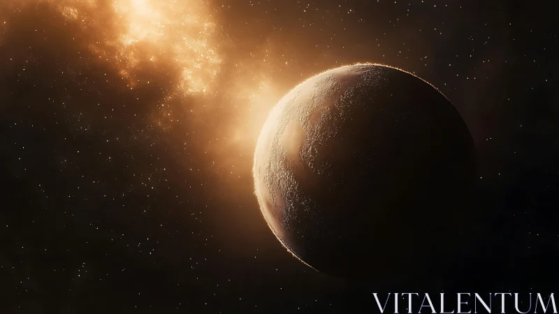 Rendered planet surface intersects bright stellar light source