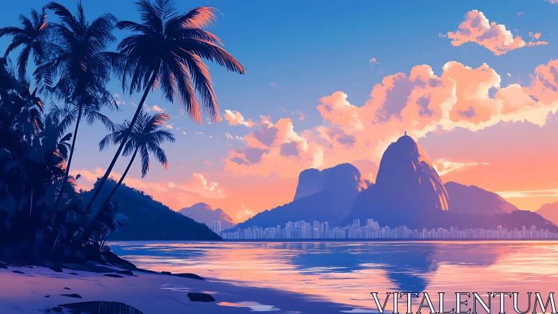 Twilight Cathedral: Mountains Meet Neon Tide.