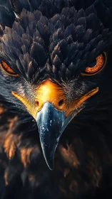 Predatory gaze of a dark eagle rendered in hyper detail.