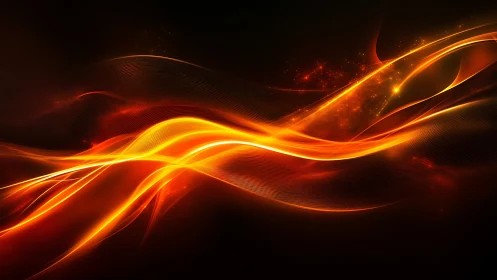 Luminous Fire Waves Dancing Across Dark Background