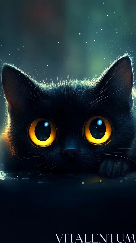 Luminous-Eyed Feline Portrait with Celestial Ambiance.