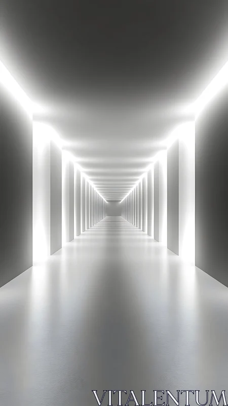 Inviting glowing corridor leading toward a calm bright horizon.