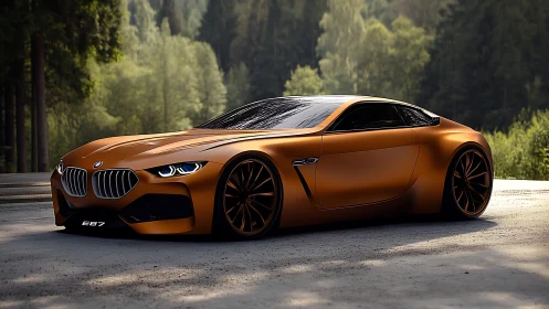 Low-slung metallic-orange BMW concept coupe with exaggerated aero surfaces