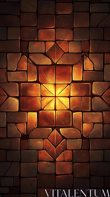 Glowing ember tiles forming a warm, radiant mosaic heart.