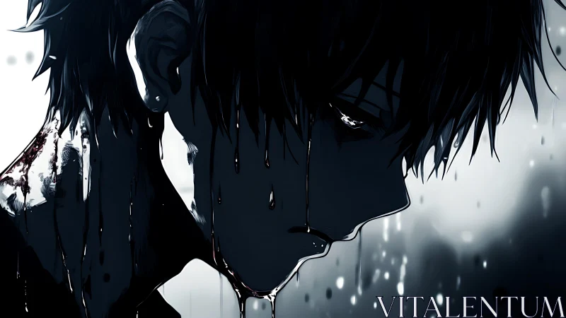 Bleeding midnight silhouette dripping with quiet sorrow.