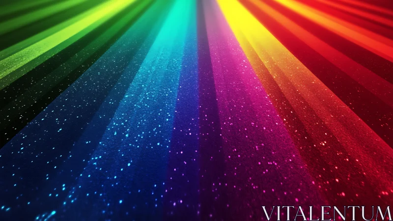 Prismatic light beams sweep glittering spectrum field.