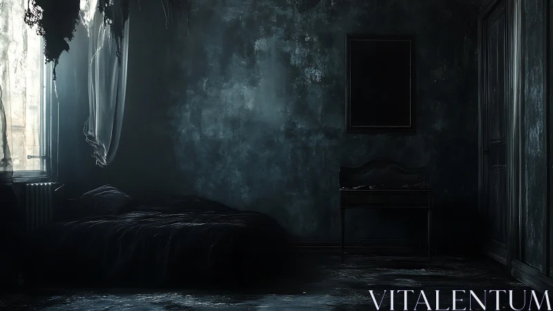 Midnight whispers inside a fading, forsaken bedroom shell.