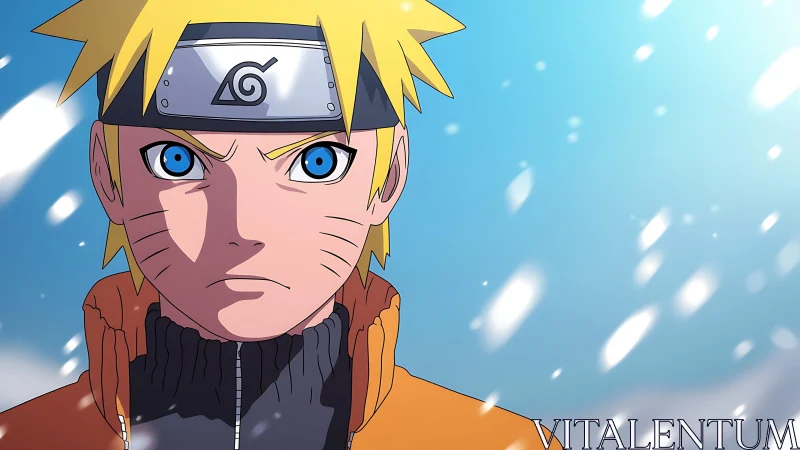 Animated blond character faces forward in snowy environment