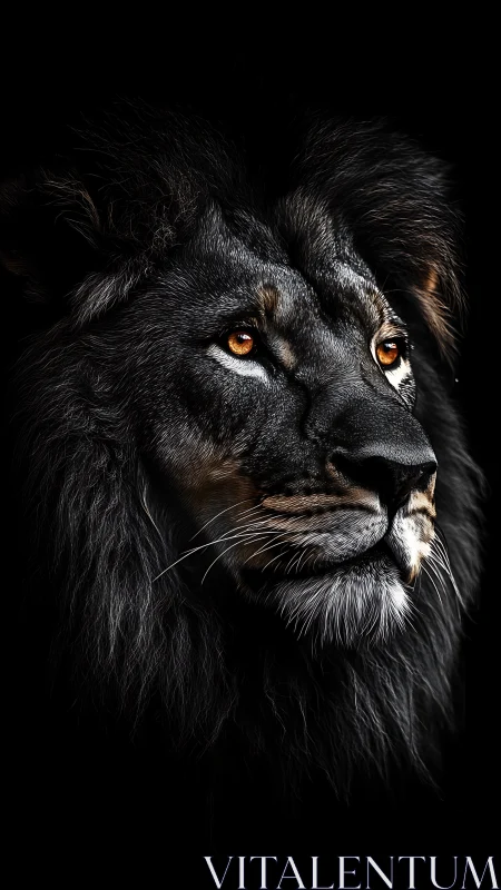 Golden-eyed twilight lion in quiet watchful profile.