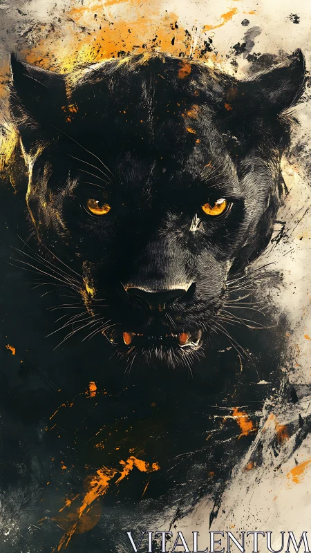 Black Panther Portrait with Gold Accents.