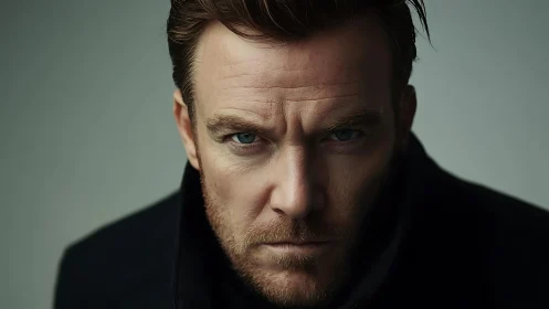 Male subject close-up with intense forward-facing gaze.