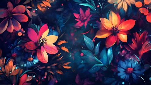 Luminescent Floral Digital Rendering with Complementary Color Grading