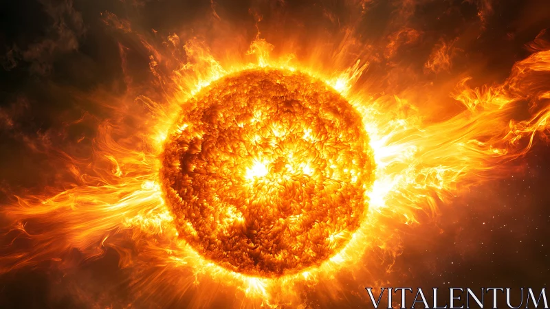 Solar heart roars outward as swirling firestorms unfurl bright