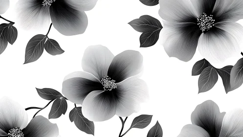 Elegant Black and White Flowers Dancing Gracefully