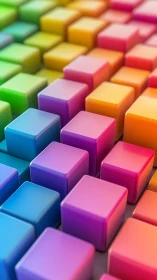 Chromatic candy blocks marching in glossy gradient rows.