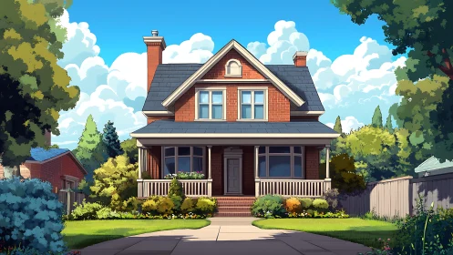 Rendered suburban brick house with landscaped front garden.