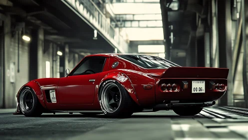 Crimson retro rocket idles low and mean in steel canyons