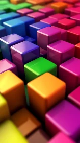 Vibrant glossy cubes form vivid geometric color field.