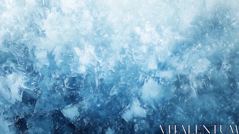 Abstract Close-Up of Crystalline Ice Texture in Cool Blue Tones.