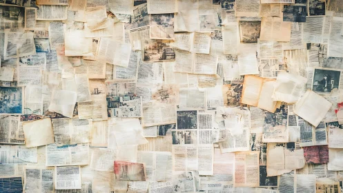 Old book pages layered on a textured vintage wall collage.