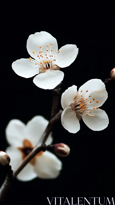 White Blossoms Dance With Golden Stamens