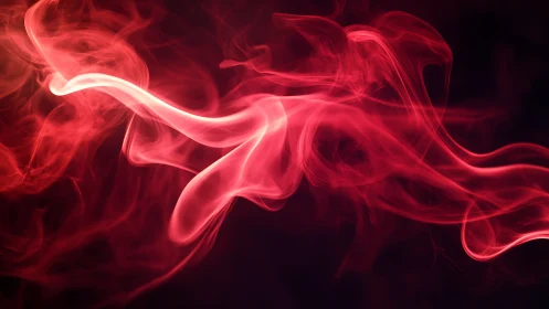 Photorealistic crimson smoke ribbon with dynamic fluid contours.