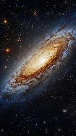 Spiral galaxy rendered in detailed, high contrast deep space