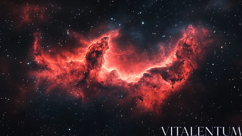 Crimson nebula dragon curling through quiet starfields.