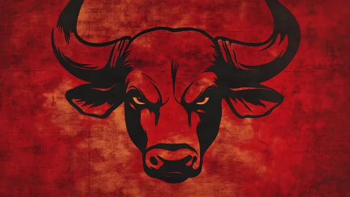 Fierce bull emblem emerges from a rough crimson backdrop