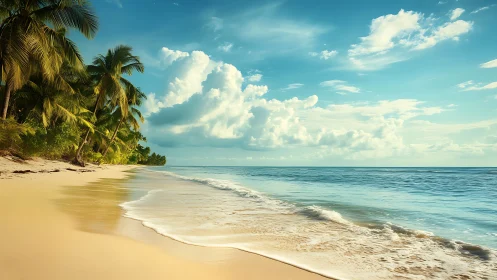 Tropical Paradise Unfolds: Golden Sands Meet Turquoise Waves.