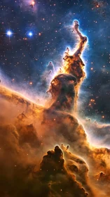 Towering stellar nebula pillars glow through cosmic dust