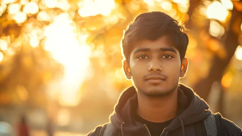 Golden hour outdoor portrait of teen with shallow depth of field.