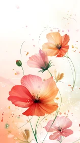 Ethereal Cosmos Blooms: Gradient-Rendered Floral Composition.