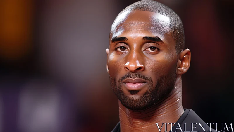 Focused portrait of a male athlete in sharp close-up.